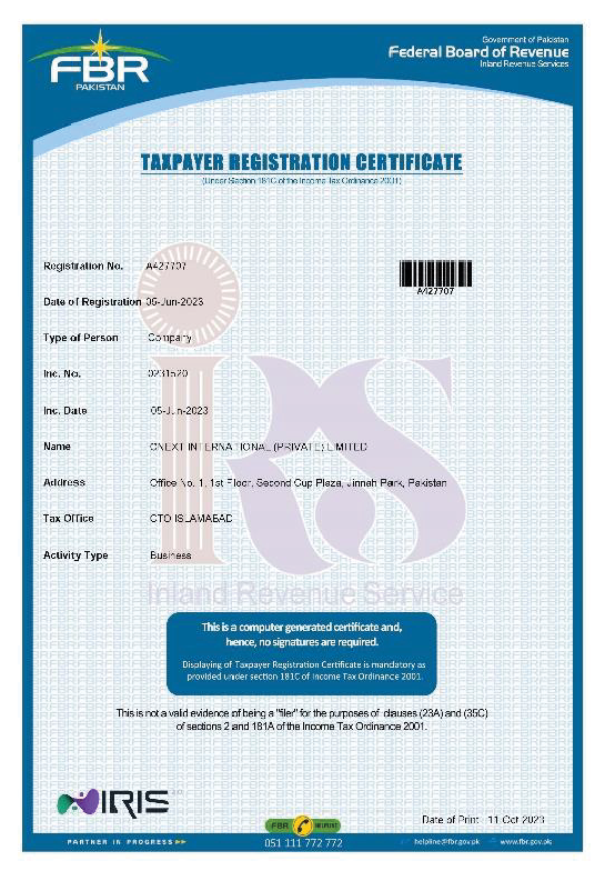 Taxpayer Certificate